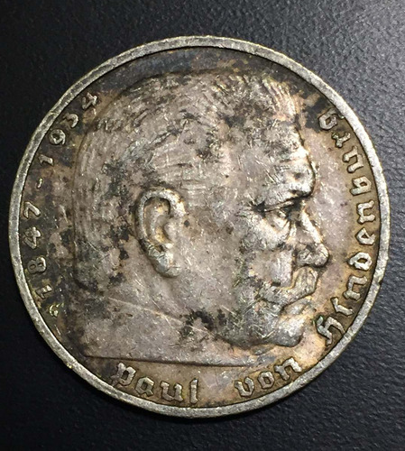 Ale032 Moneda Alemania 3er Reich 5 Mark 1938 G Xf Plata Ayff (Usado)