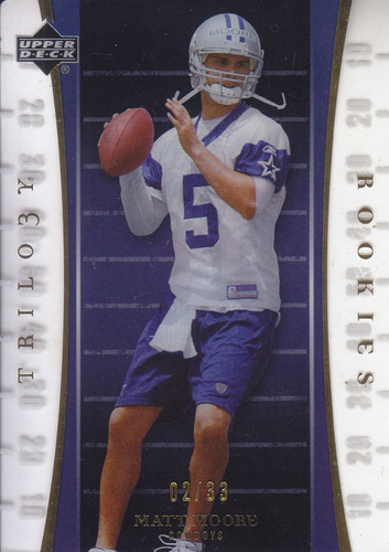 2007 Trilogy Rookie Gold Matt Moore Qb Cowboys 2/33