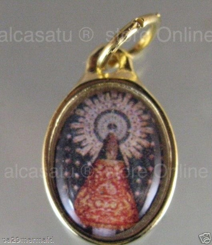 10 Medallas Dije Virgen Pilar Religiosa Esmaltada 19mm Italy