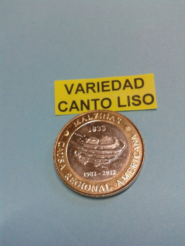 Moneda  De 2 Pesos Variedad Canto Liso Año 2012