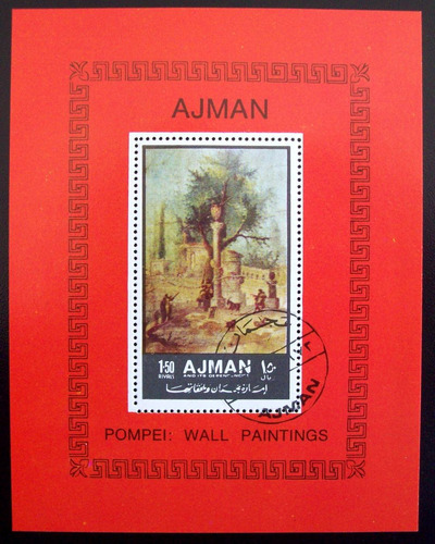 Ajman, Arte Bloque 1 Sello Pintura Pompeya 1972 Usado L5665