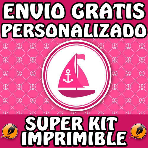 Kit Imprimible Nautico Nena Personalizado Candy Bar