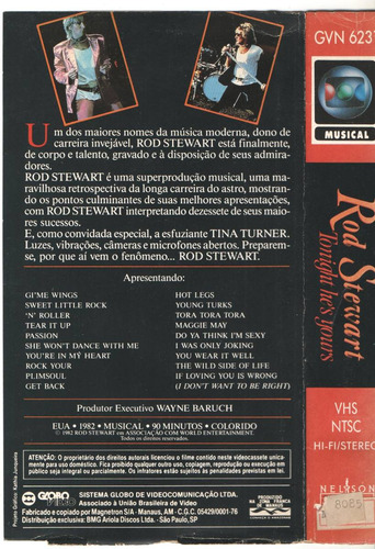 Imagem 2 de 2 de Vhs Rod Stewart -tonight Hes Yours/ Orig/usado/perf Estado