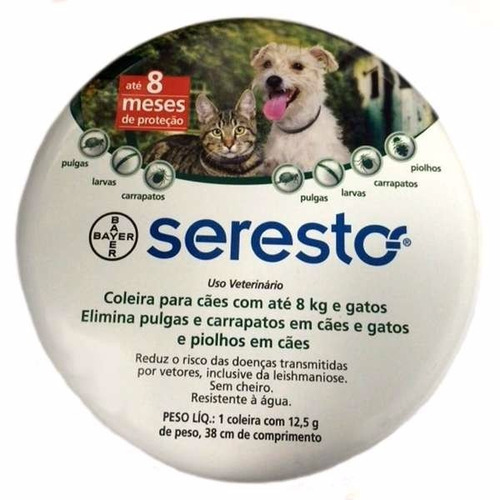 Seresto Coleira Anti Pulgas E Carrapatos Bayer Até 8kg