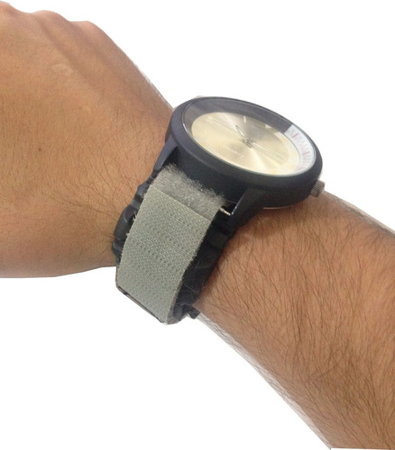 Pulseira P/ Relógio Pano Cinza Com Borracha Várias Cores