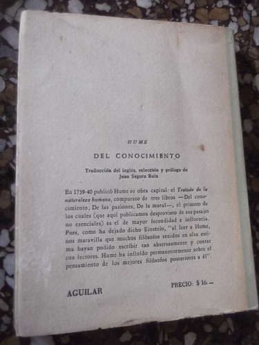 David Hume.del Conocimiento, Filosofia, Aguilar