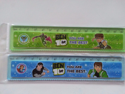 Mini Regla De 15 Cm De Ben 10 Para Niños (set De 2 Unidades)