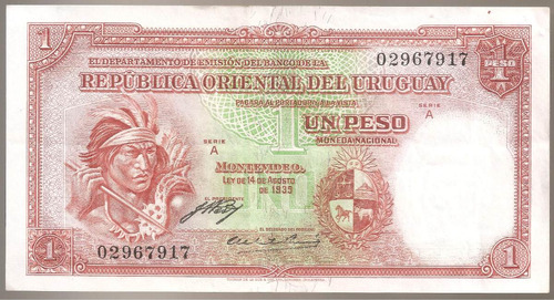Uruguay, Peso, Ley 1935. P#28a. Xf