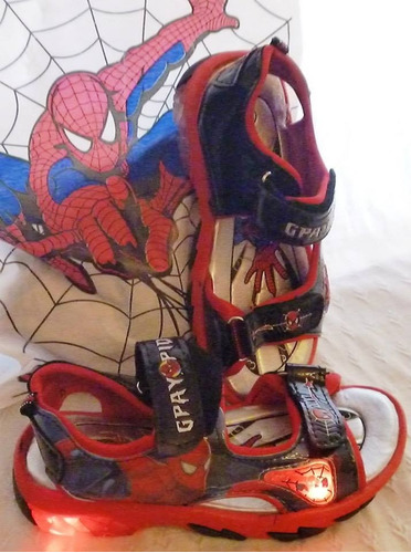 Sandalia Spiderman Con Luces Libro Pintar Sticker Bolsa N°29