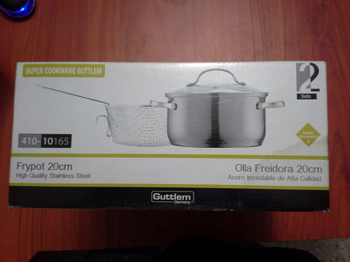 Olla Freidora De 20cm En Acero Inoxidable Marca Guttlem