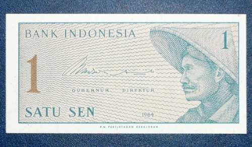 Billete De 1 Satu Sen Indonesia Asia 1964 Nuevo Unc Asia