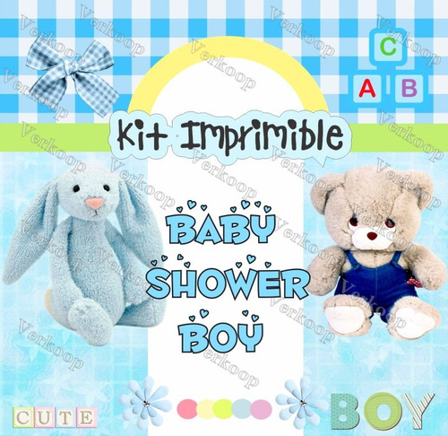 Kit Imprimible Baby Shower Boy Niño Invitaciones Tarjetas
