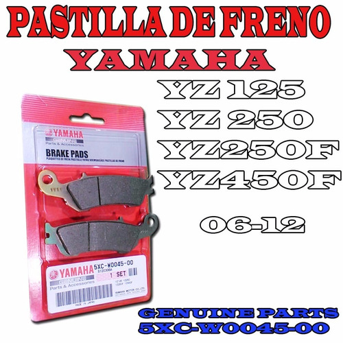 Pastilla Freno Yamaha Yz/125/250 Yzf/250/450 Del Fas** 