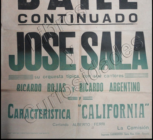 Imagen 3 de 3 de Afiche Antiguo De Tango De José Sala Y Su Orquesta. 21018