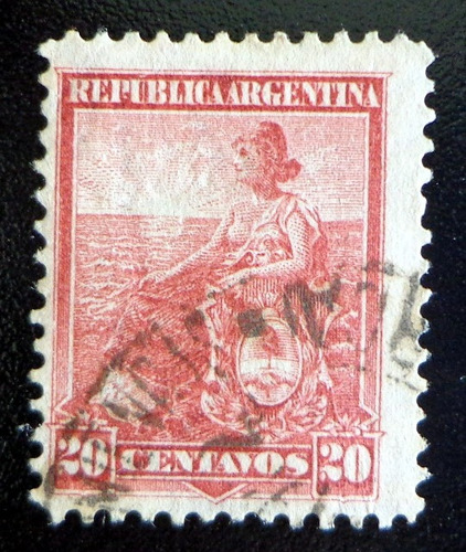 Argentina, Sello Gj 251 Lib. Sentada 20c. 12 1-4 Usado L8221