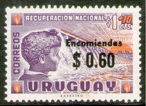 Uruguay Sello Mint Sobresellado Uso Encomienda Postal 1971