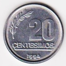 Uruguay 1994 Moneda 20 Cts Doble Golpe De Cuño Error