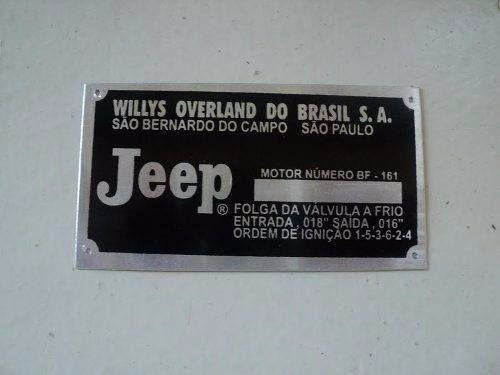 Plaqueta Numero Motor Jeep Rural F 75 Virgem