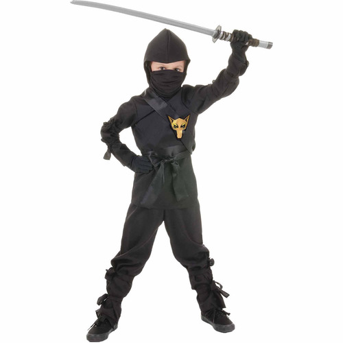 Disfraz Para Niño Ninja Negro Talla S (4-6) Halloween 