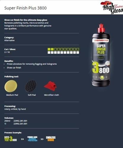 Imagen 2 de 3 de Menzerna Super Finish Plus 3800 250ml - Highgloss Rosario