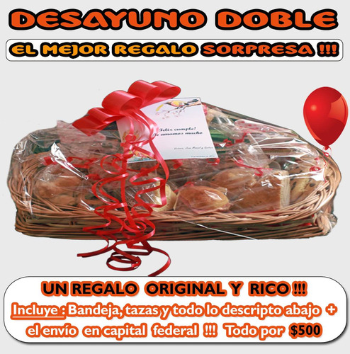 Desayuno Artesanal Doble. Regalo Sorpresa. Envio Gratis