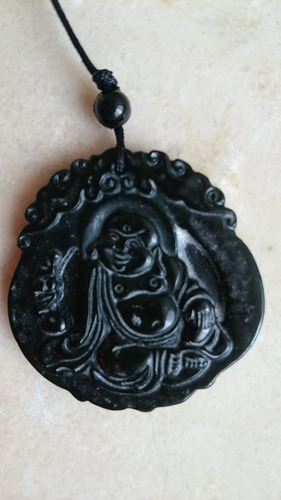 Imagem 6 de 6 de Pingente / Amuleto Buda Alegria Jade Preta