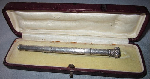 Portaminas Pluma De Plata Periodo Victoriano Circa 1850