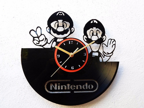 Reloj De Disco Vinilo Acetato Lp Nintendo Luigi Mario Bros