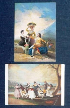 2 Postales Goya Museo De Prado España Gallina Ciega Vendimia