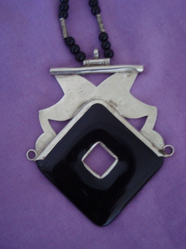 Colgante Joya De Plata Piedra Dura Detalles Alpaca Bereber Negro