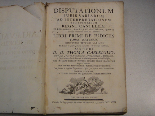 Carlevalio, D. D. T. Disputationum Juris Variarum 1768