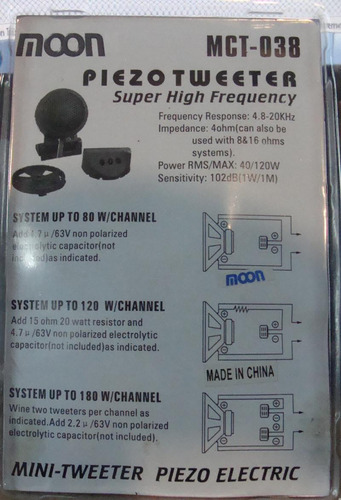 Imagen 3 de 3 de Juego De Tweeters Piezo 150w Autoadhesivos En Blister
