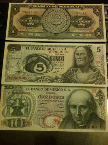 7 Billetes México Perfecto Estado Sin Circular