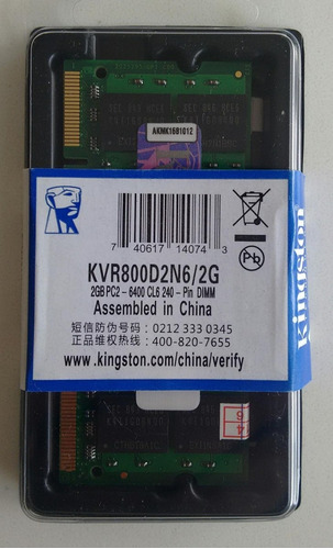 Memoria Kingston Notebook Ddr2 2gb 800mhz-lacradas