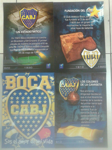 4 Laminas De Boca Juniors Para Enmarcar De Cartón Satinado