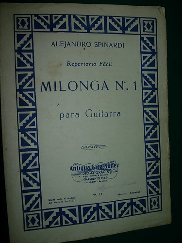 Partitura Milonga 1 Alejandro Spinardi Guitarra Bragado