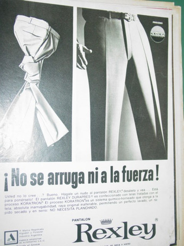 Publicidad Pantalones Rexley Koratron No Se Arrugan