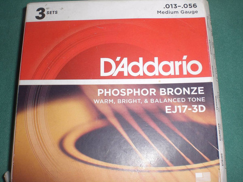 Set De Cuerdas D`addario Bronce/guitarra Acústica 013-056