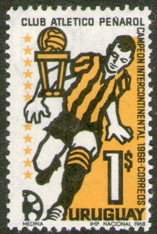 Uruguay Sello Peñarol Campeón Internacional De Fútbol 1968