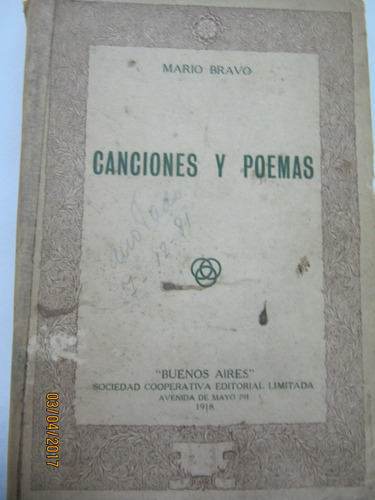 Canciones Y Poemas   Mario Bravo 1918