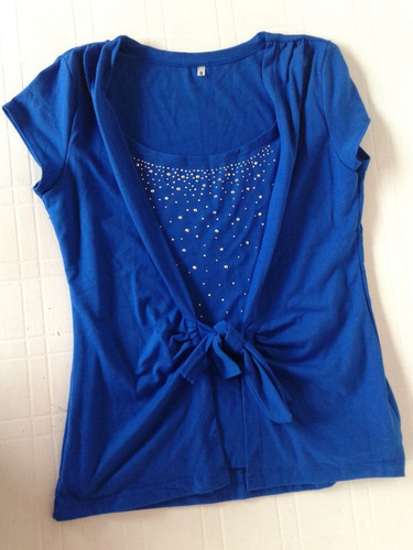 Remera Azul Con Tachitas, Impecable!
