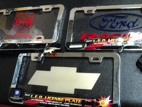 Imagen 5 de 11 de Porta Placa De Acrilico Con Luz Ford Chevrolet Gm Dodge