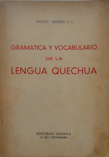 Gramatica Y Vocabulario Lengua Quechua 