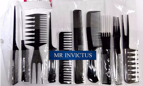 Set Profesional Peluqueria 10 Peines En Cartuchera Plastica