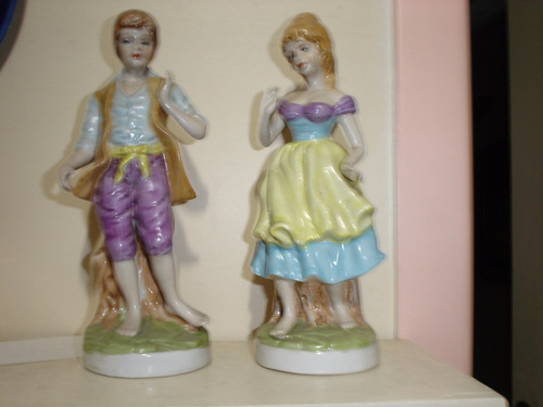 Figuras Porcelana Pareja Joven Campesina Adorno Vitrina Jer