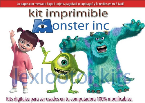 Kit Imprimible Invitaciones Monster Inc Boo Cotillon Golosin