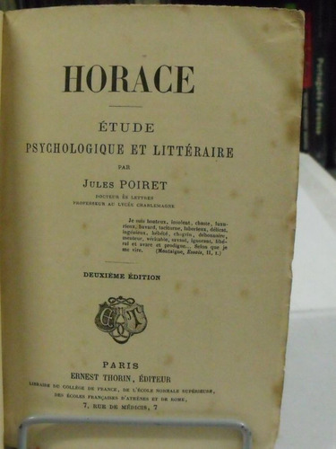 Livro Horace Étude Psychologique Et Littéraire Jules Poiret
