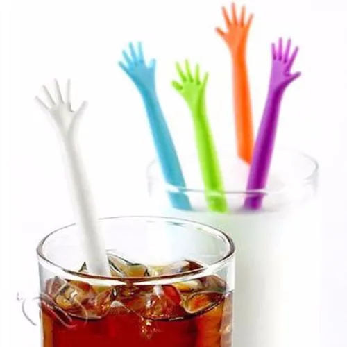 Agitador De Tragos Manitos Colores X 500 Unidades Oferta !!!