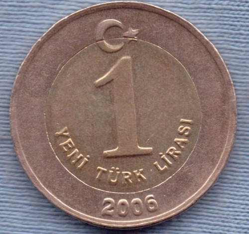 Turquia 1 New Lira 2006 Bimetalica * Ataturk *