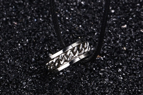 Anel Masculino Feminino Aço Inox Corrente Giratória Prata